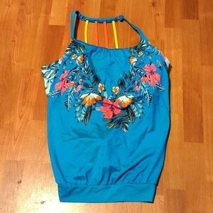 Nwt tankini bathing suit top new tropical flowers 18W cacique gorgeous